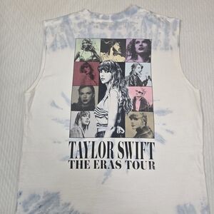 Taylor Swift The Eras Tour Muscle Tee - Blue and White SIZE L